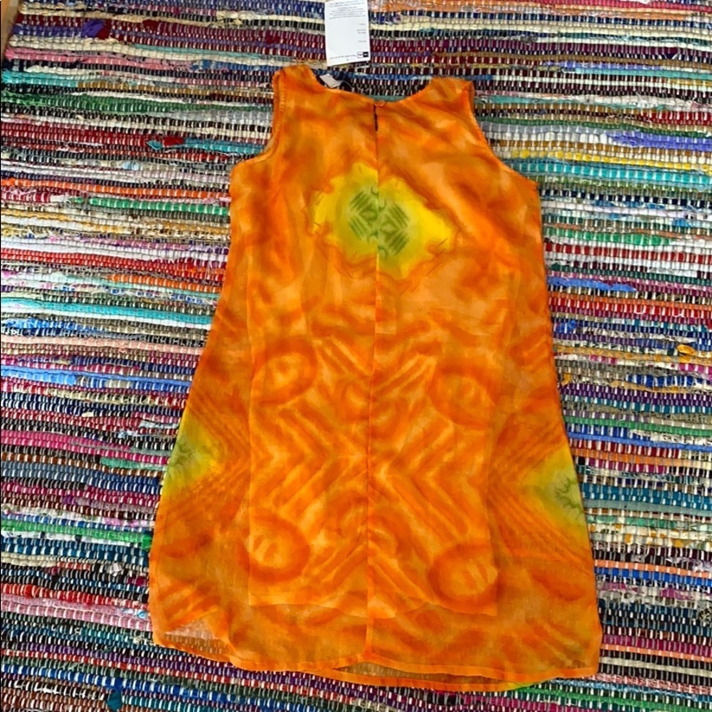 Orange Shift Dress tie dye slip vintage - Picture 5 of 5